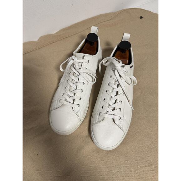 PS Paul Smith Shoes Mens Size 12 White Leather Low Top Stripe Sneakers M2S MTY01 - Picture 1 of 13